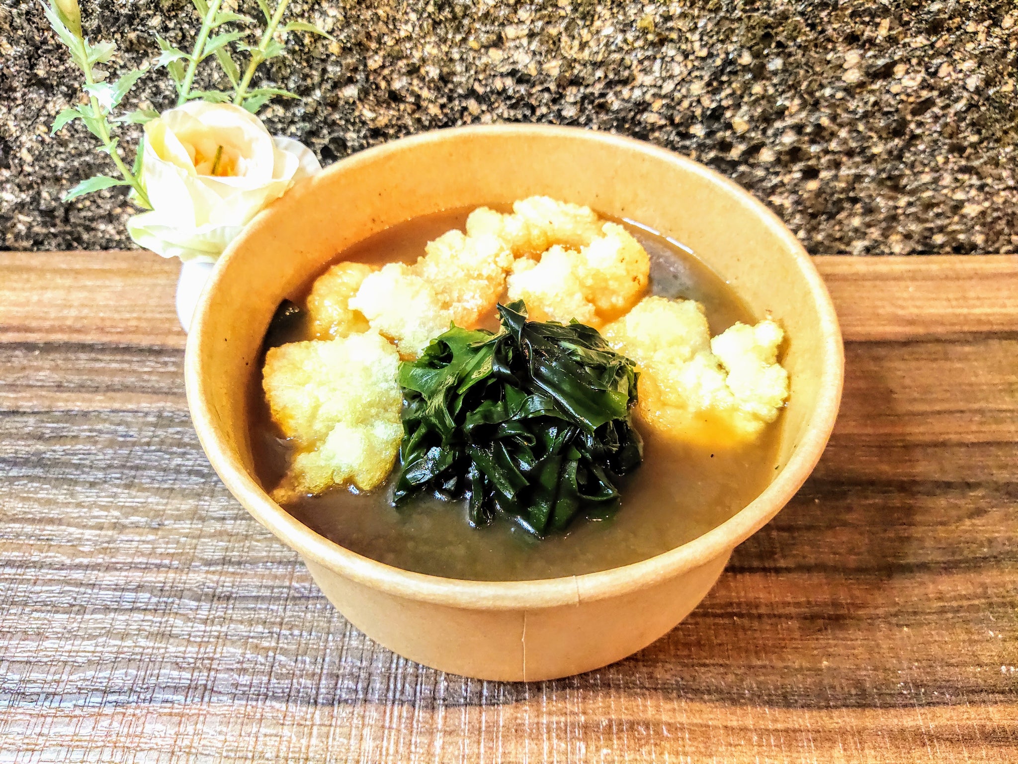 Fried Fish Soup with White Japanese Rice